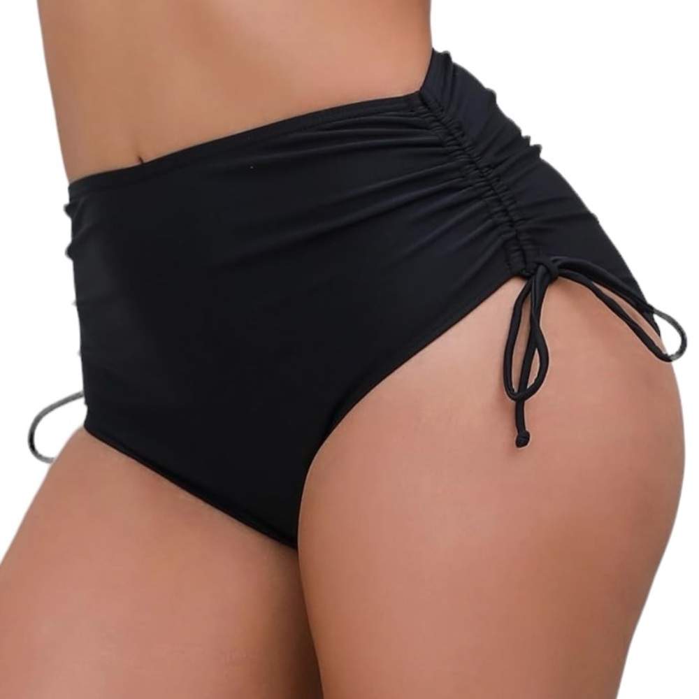 JOYBIK womens high waist black bikini swim bottoms vintage fit size small NWT